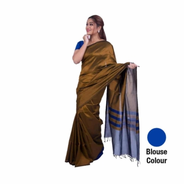 Rayon Saree Blue Striped Border-R002