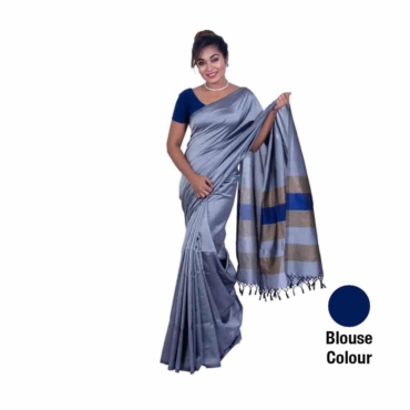 Rayon Saree Blue Striped Border-R003