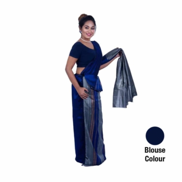 Rayon Saree Blue Striped Border-R011