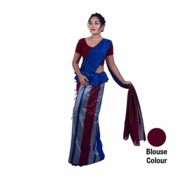 Rayon Saree Blue Striped Border-R016