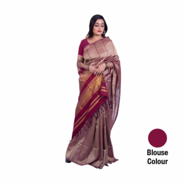 Rayon Saree Blue Striped Border-R017