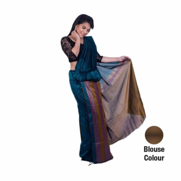 Rayon Saree Blue Striped Border-R022