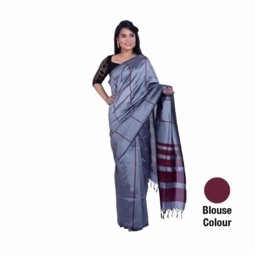 Rayon Saree Blue Striped Border-R027