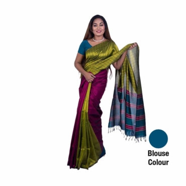 Rayon Saree Blue Striped Border-R028